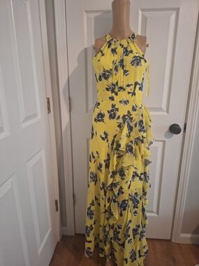 🌼 Eliza J Yellow Floral Maxi Dress – Excellent Condition